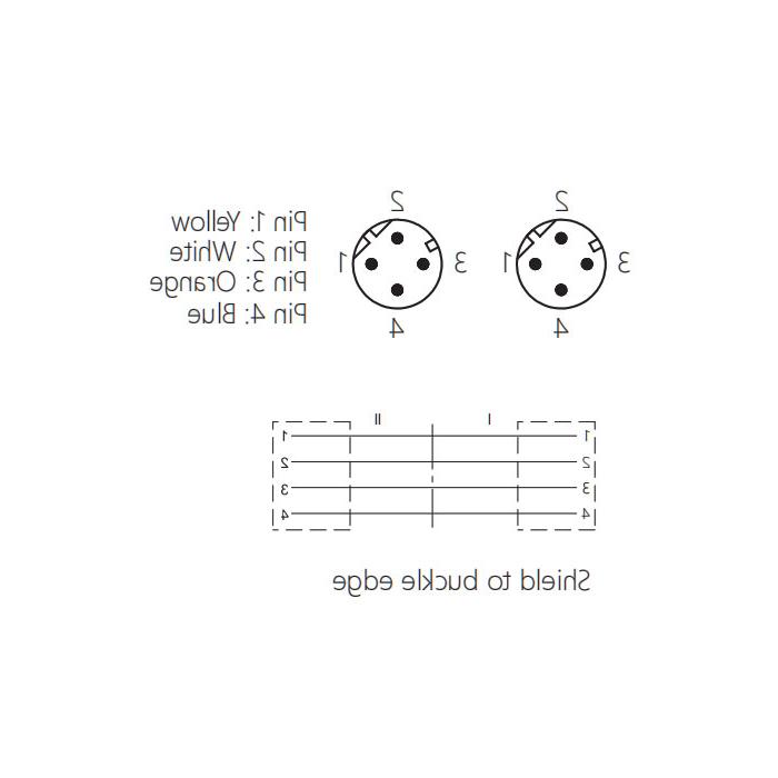 M12 4Pin公/公，d编码，双端预铸PVC非挠性le cable、With shielding 、Green sheath、0C4121-XXX